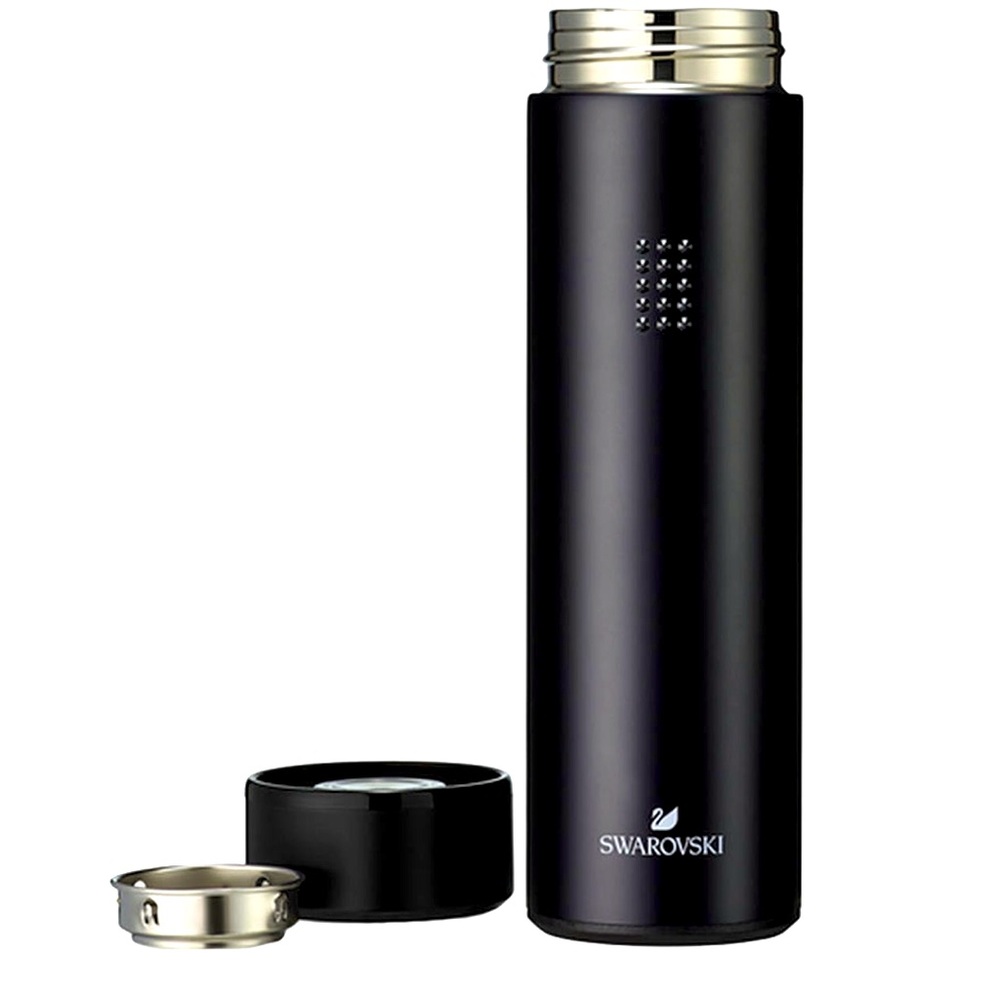 Swarovski Crystal Thermos Stainless Steel Bottle, Black